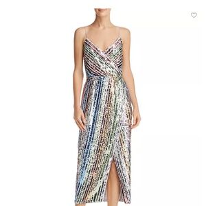 Saylor Sequin Rainbow Stripe Midi Dress